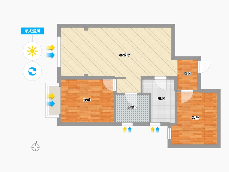 山东省-济南市-名辉豪庭1号楼-67.53-户型库-采光通风