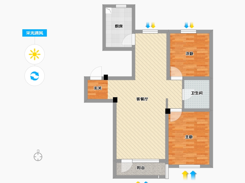 辽宁省-沈阳市-御康府-71.10-户型库-采光通风