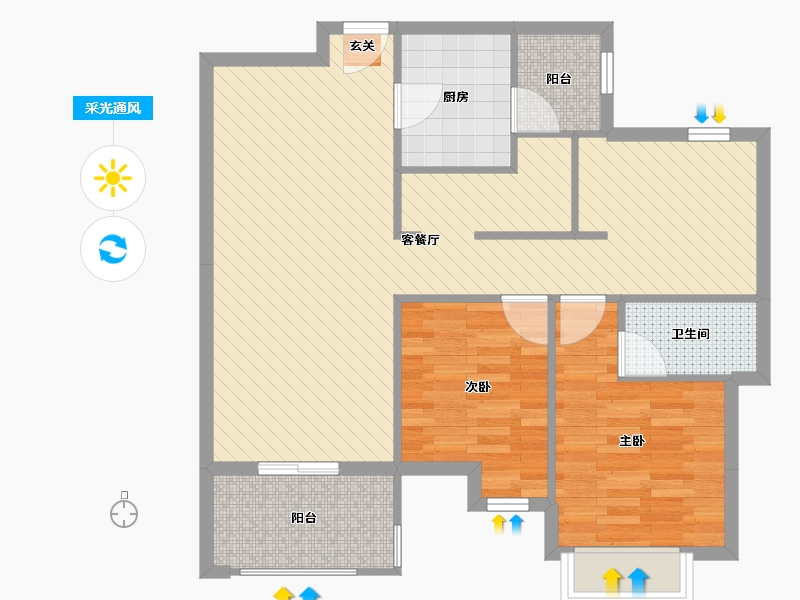 四川省-成都市-绿岛筑-82.74-户型库-采光通风