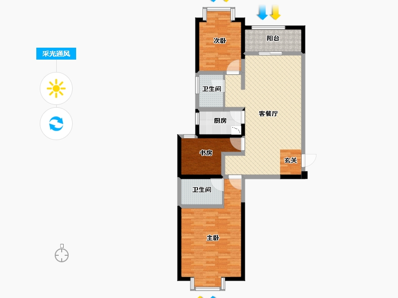 云南省-昆明市-香颂时光花园-93.16-户型库-采光通风