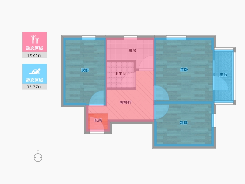 北京-北京市-白菜湾四巷17号院1号楼-45.21-户型库-动静分区