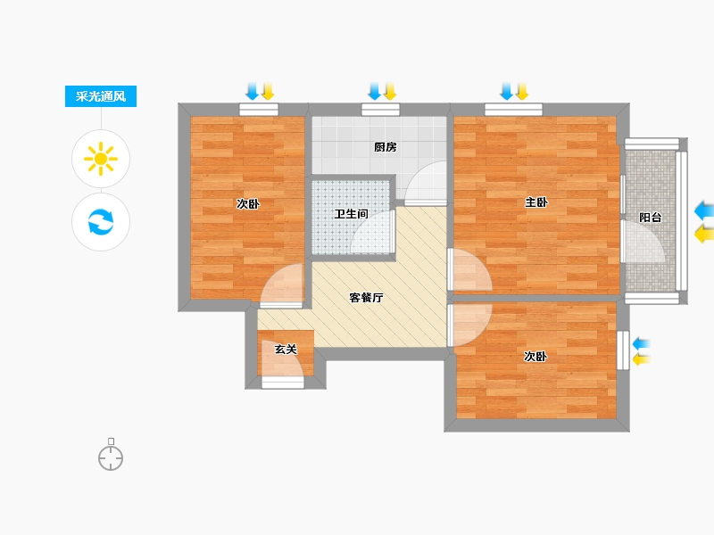 北京-北京市-白菜湾四巷17号院1号楼-45.21-户型库-采光通风