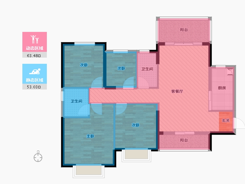 重庆-重庆市-恒大御都会-102.62-户型库-动静分区