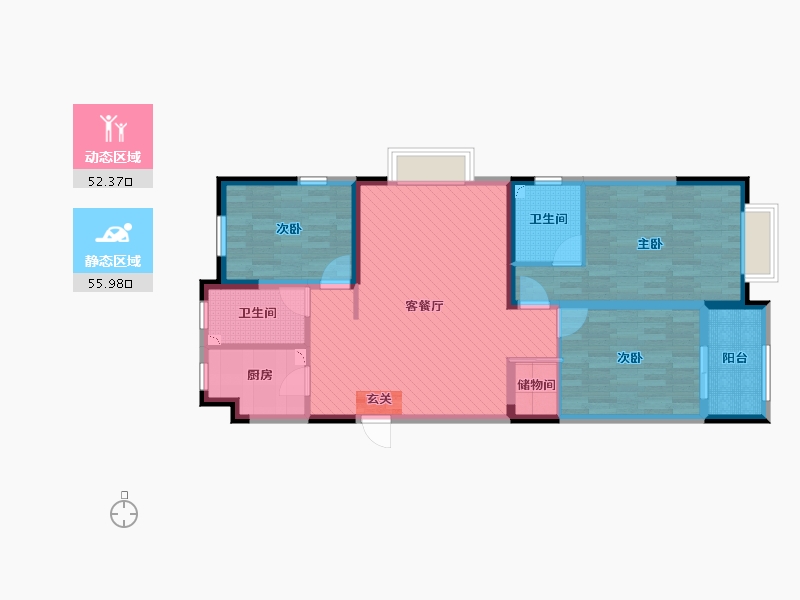 山东省-滨州市-得瑞九龙湖-95.78-户型库-动静分区