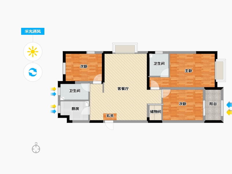 山东省-滨州市-得瑞九龙湖-95.78-户型库-采光通风