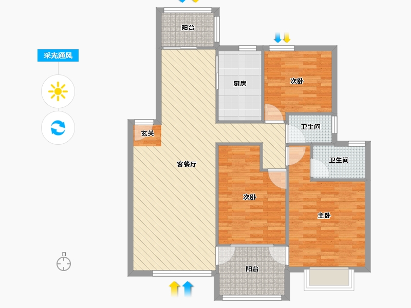 安徽省-合肥市-金色池塘-98.57-户型库-采光通风