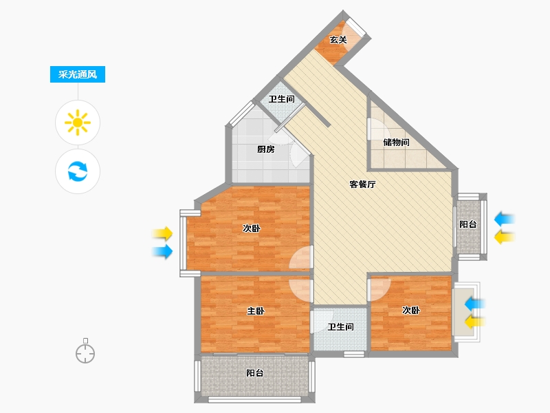 四川省-成都市-长富花园-3幢-92.31-户型库-采光通风