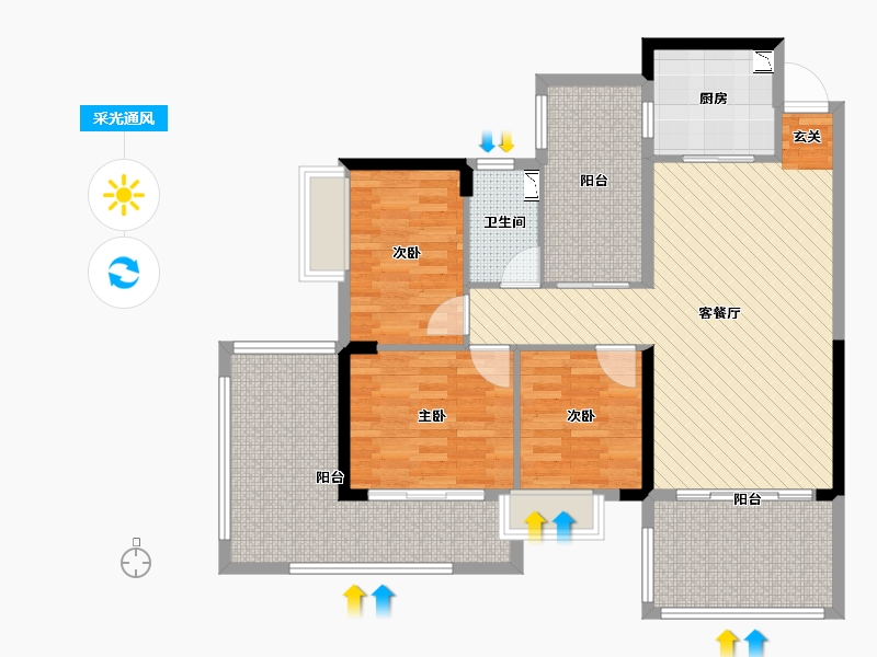 湖南省-衡阳市-愉景新城-103.23-户型库-采光通风