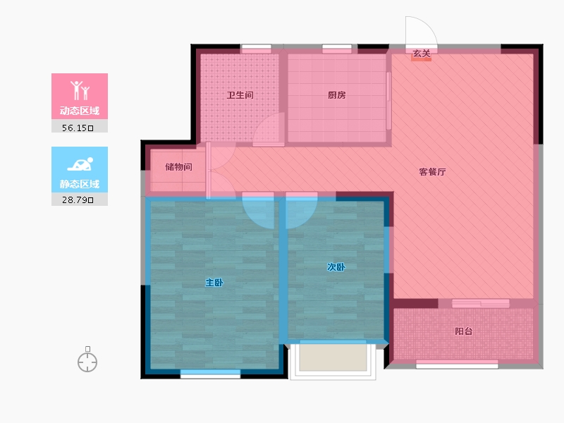 江苏省-南通市-海安如意紫都-74.40-户型库-动静分区