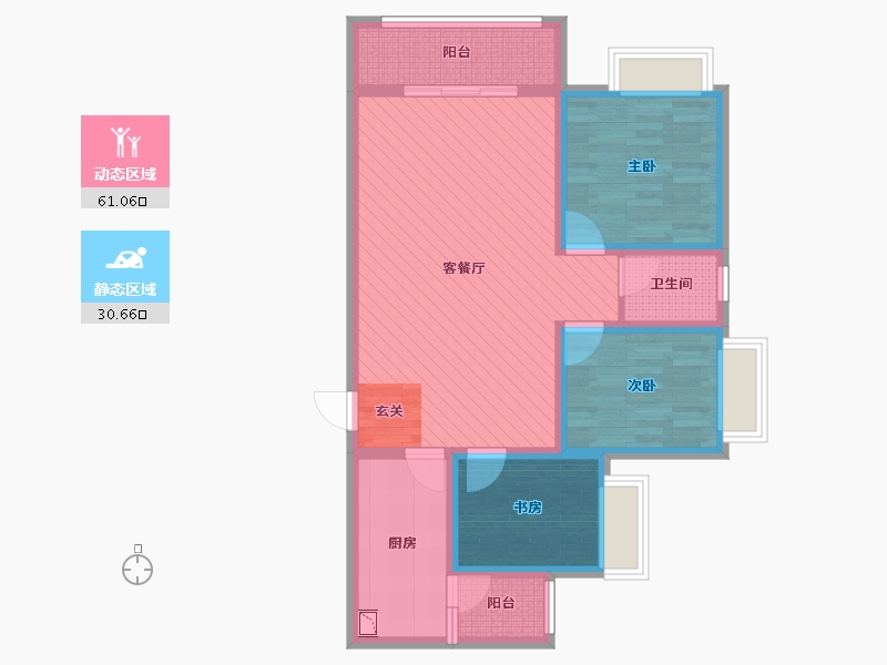 贵州省-铜仁市-锦江御都-79.66-户型库-动静分区