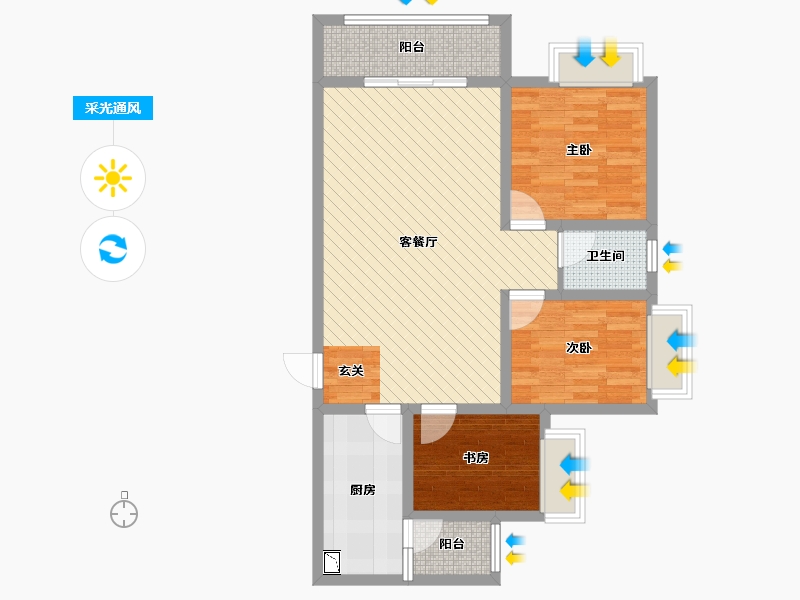 贵州省-铜仁市-锦江御都-79.66-户型库-采光通风