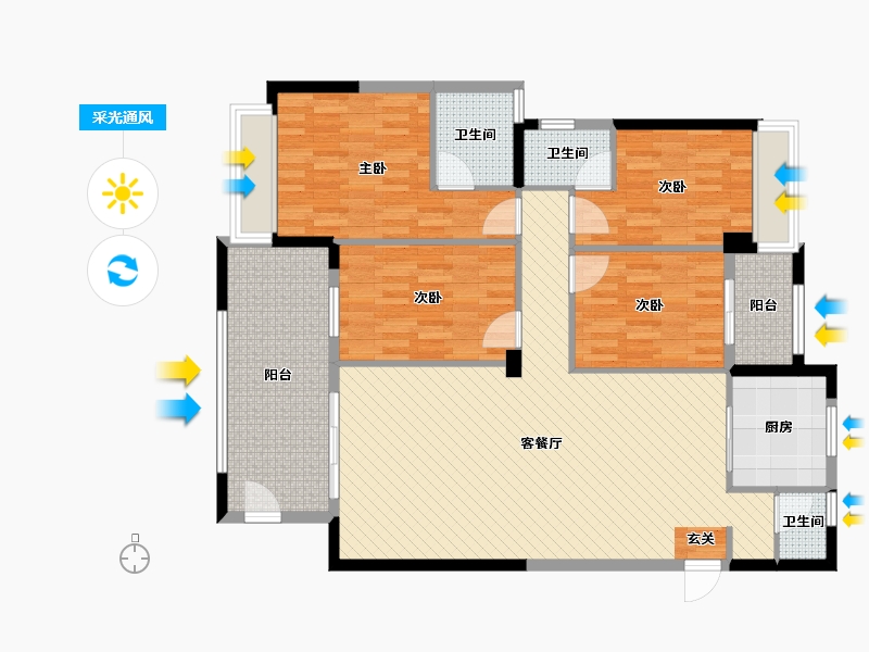 广东省-汕头市-金丰华庭-124.67-户型库-采光通风