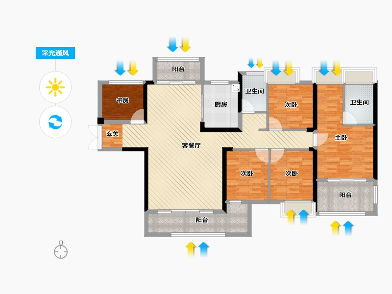 湖南省-衡阳市-金钟定王台-130.40-户型库-采光通风