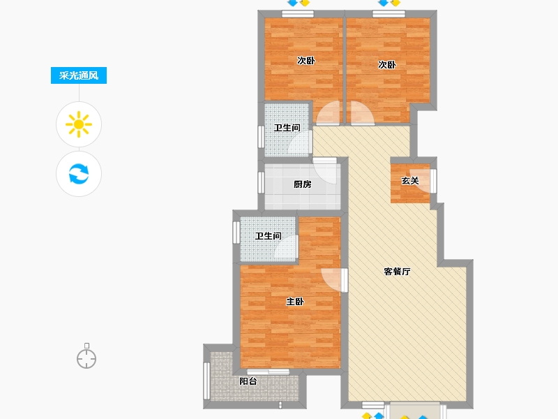 河北省-秦皇岛市-山海雅居-87.72-户型库-采光通风