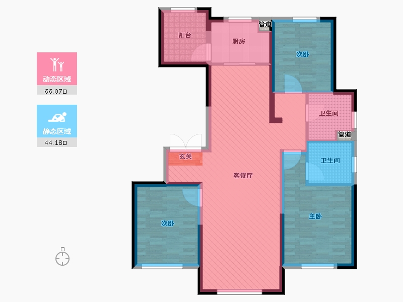 陕西省-宝鸡市-凤翔恒源新城-98.56-户型库-动静分区