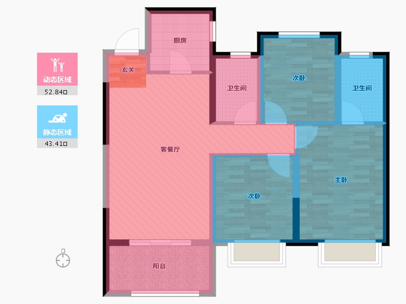 河南省-郑州市-郑州融侨悦澜庭-84.80-户型库-动静分区