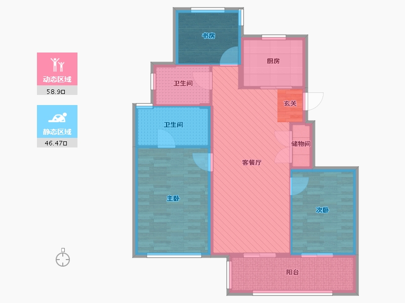 浙江省-丽水市-天阳中山邸-93.39-户型库-动静分区