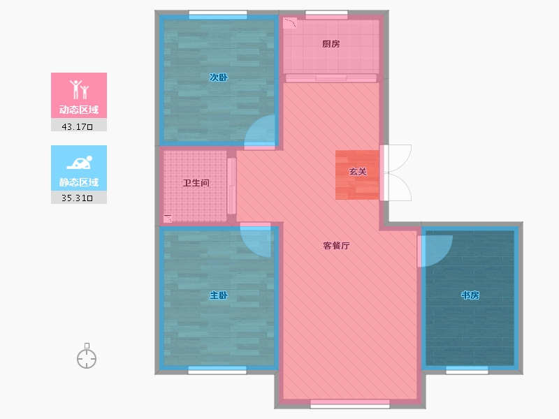 吉林省-长春市-吉森漫桦林-68.34-户型库-动静分区