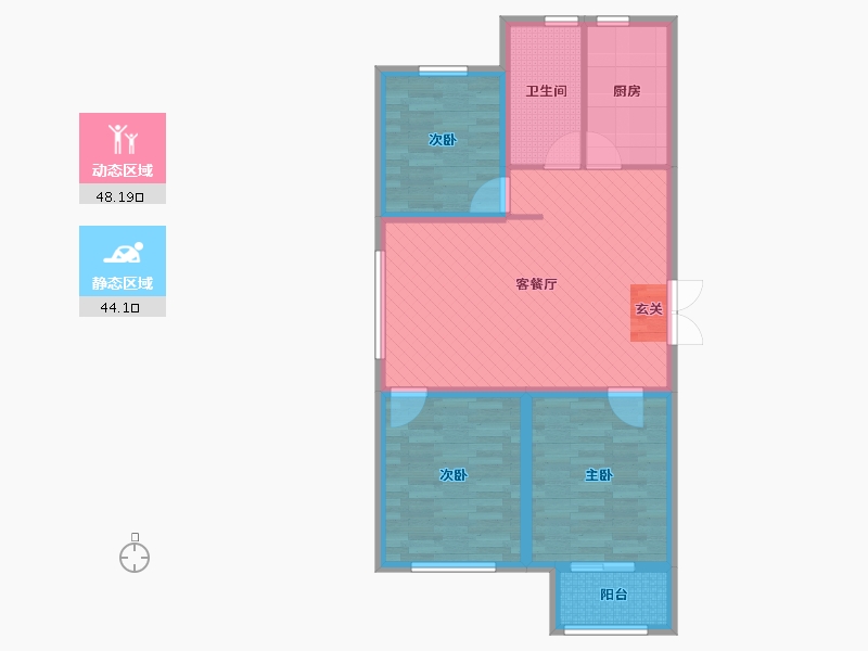 黑龙江省-哈尔滨市-丽兹江畔-1号楼-81.55-户型库-动静分区