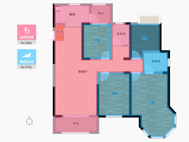 江苏省-泰州市-中南世纪城-107.71-户型库-动静分区