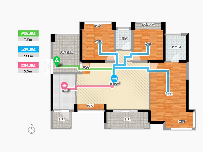 广东省-江门市-岭江一品-124.73-户型库-动静线