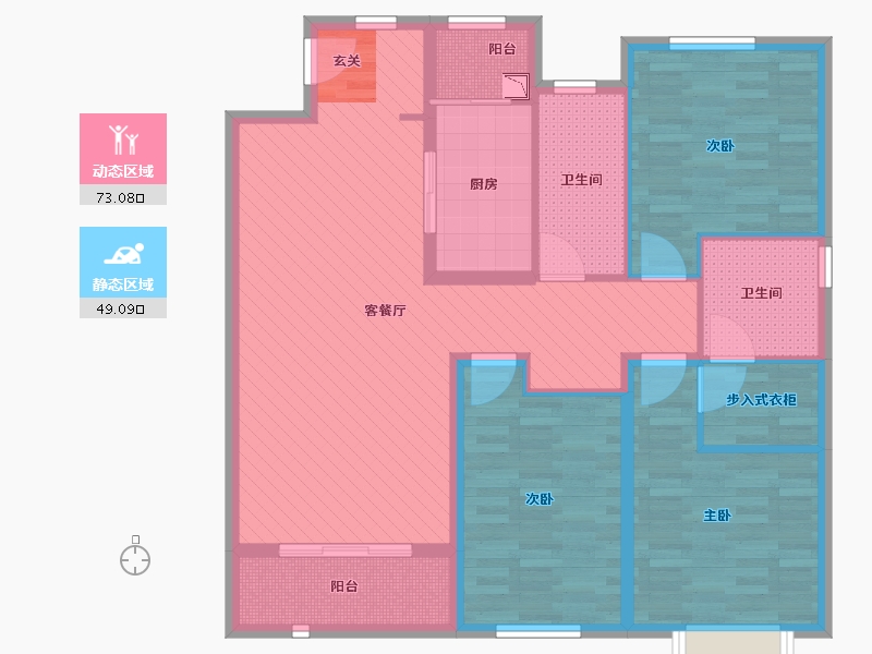 内蒙古自治区-呼和浩特市-富力城-108.00-户型库-动静分区