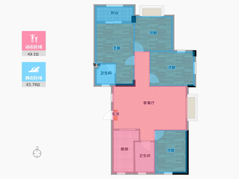 浙江省-杭州市-建德玉兰花园-101.68-户型库-动静分区