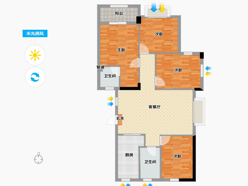 浙江省-杭州市-建德玉兰花园-101.68-户型库-采光通风