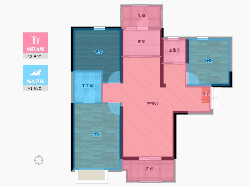 陕西省-西安市-瑞和大唐府邸-82.78-户型库-动静分区