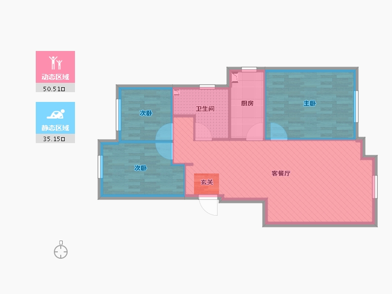 辽宁省-大连市-宏都熙景-77.52-户型库-动静分区