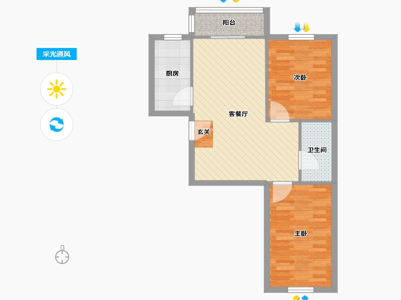 天津-天津市-地华里-58.61-户型库-采光通风