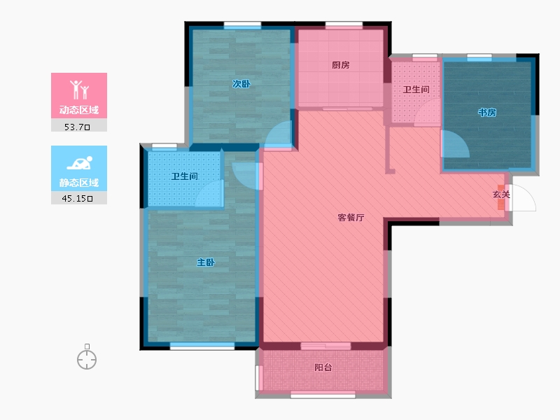 江苏省-徐州市-盛世茗居-86.94-户型库-动静分区