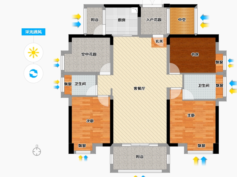 湖南省-郴州市-泊富君庭-122.36-户型库-采光通风