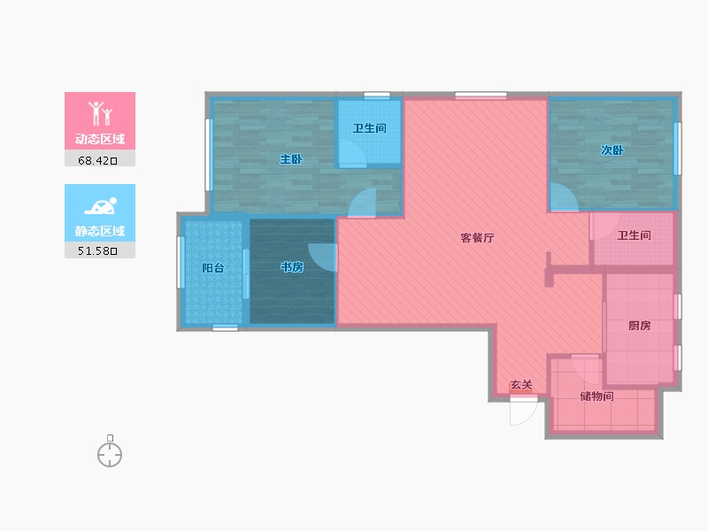 湖北省-武汉市-长丰城-108.00-户型库-动静分区