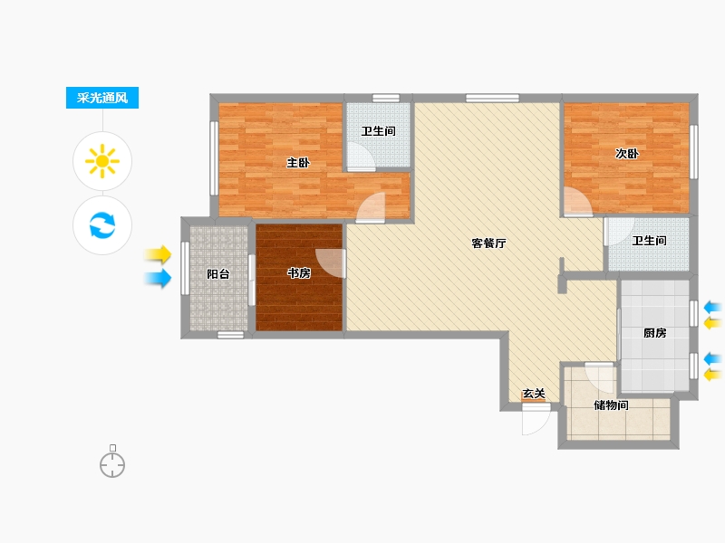 湖北省-武汉市-长丰城-108.00-户型库-采光通风