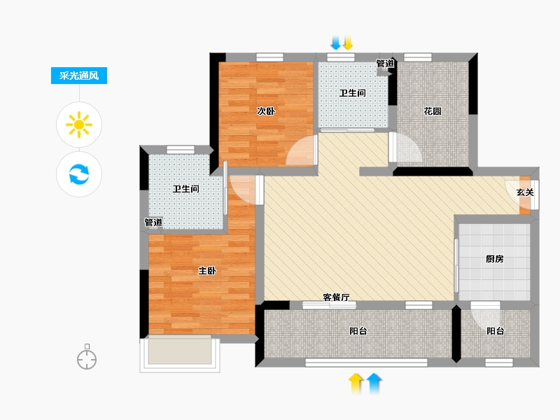 广东省-肇庆市-保利花园-71.90-户型库-采光通风