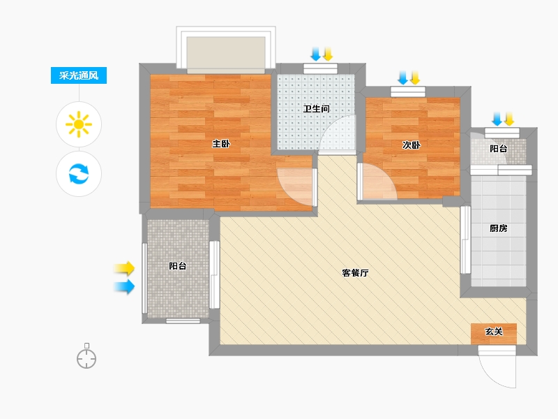 广东省-深圳市-融悦山居C区1栋A座-44.97-户型库-采光通风