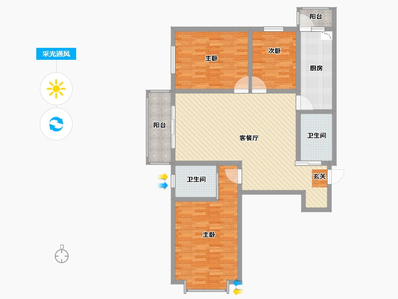 山西省-太原市-润景园著-105.97-户型库-采光通风