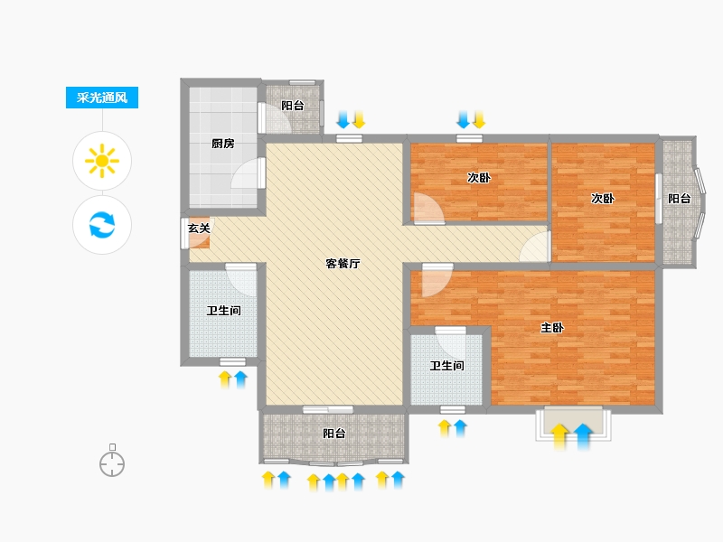 陕西省-西安市-杰信花园-120.00-户型库-采光通风