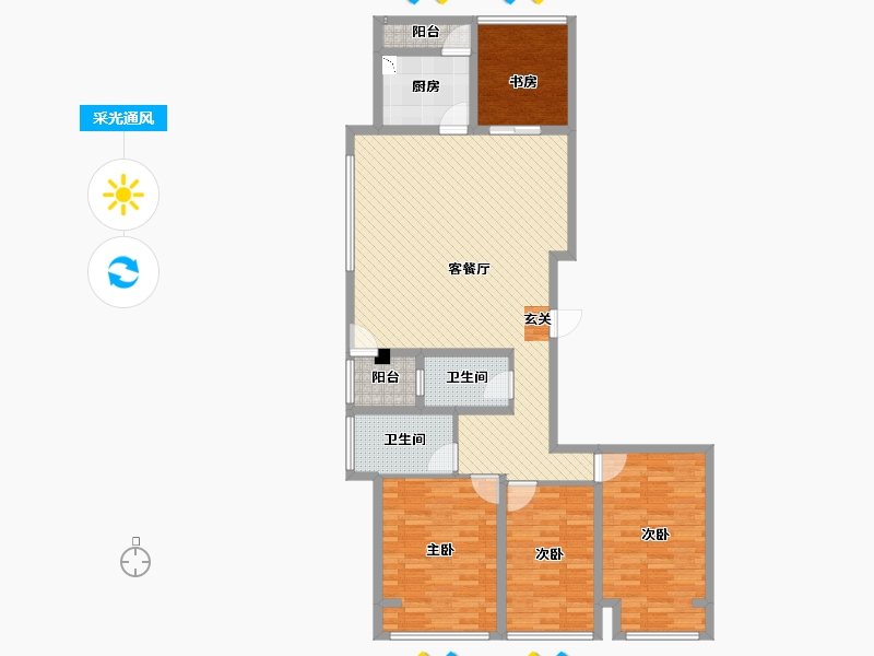 浙江省-湖州市-中央公馆-120.00-户型库-采光通风