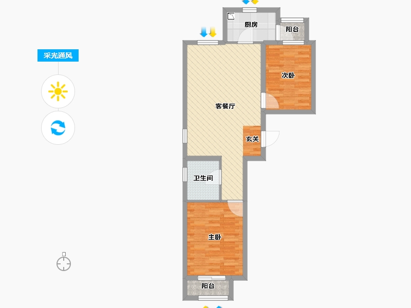 北京-北京市-龙冠冠华苑-60.42-户型库-采光通风