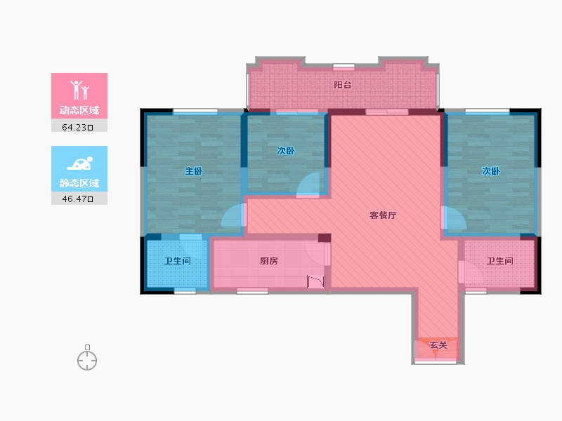 浙江省-嘉兴市-中山花苑-96.00-户型库-动静分区