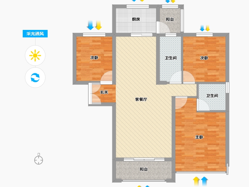 青海省-西宁市-紫御蘭庭-89.37-户型库-采光通风