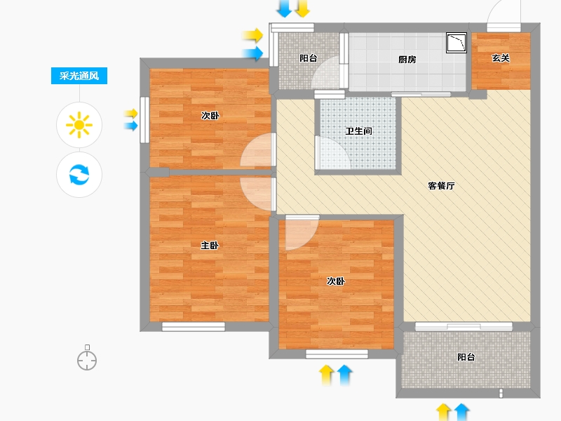 重庆-重庆市-万科金域学府-71.46-户型库-采光通风