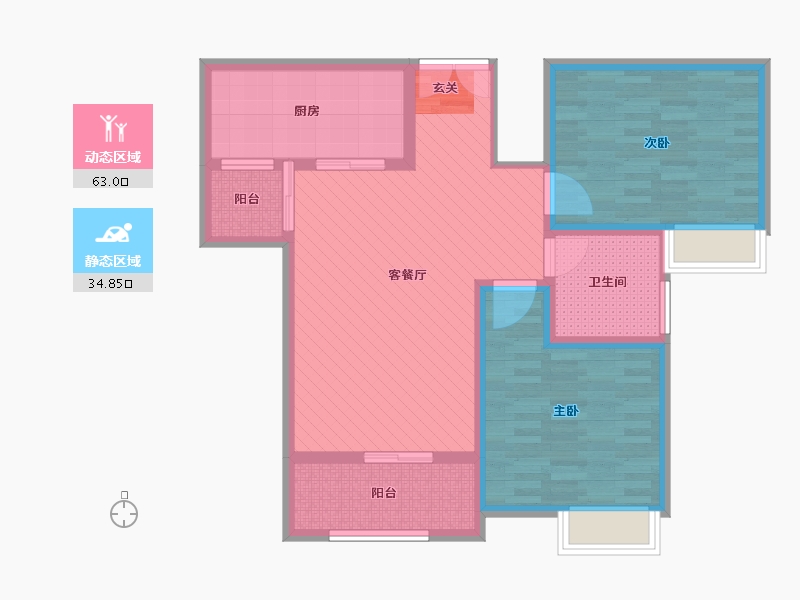 陕西省-安康市-学府新天地-85.64-户型库-动静分区