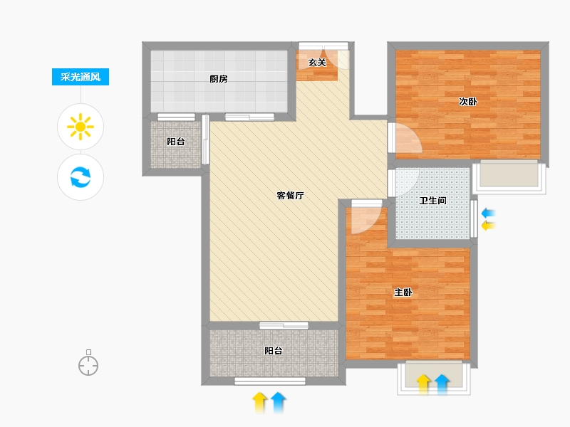 陕西省-安康市-学府新天地-85.64-户型库-采光通风