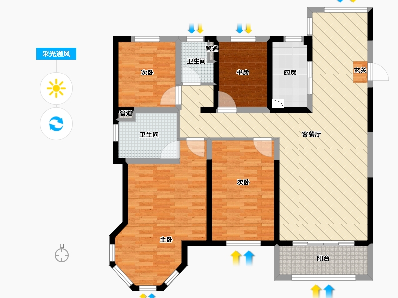 江苏省-泰州市-中南世纪城-114.00-户型库-采光通风