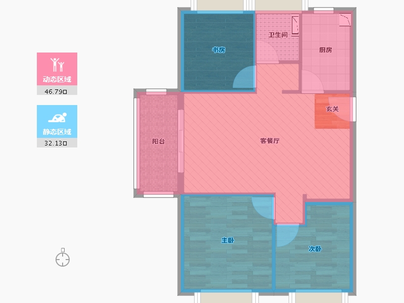 上海-上海市-路劲上海派-70.40-户型库-动静分区