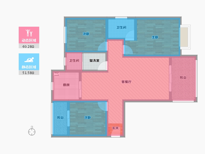 河南省-洛阳市-鹤鸣小区-100.09-户型库-动静分区