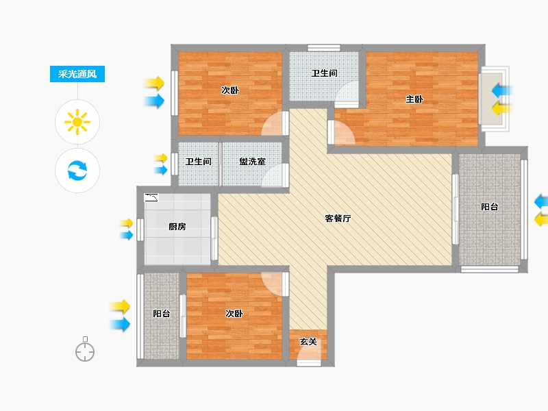 河南省-洛阳市-鹤鸣小区-100.09-户型库-采光通风